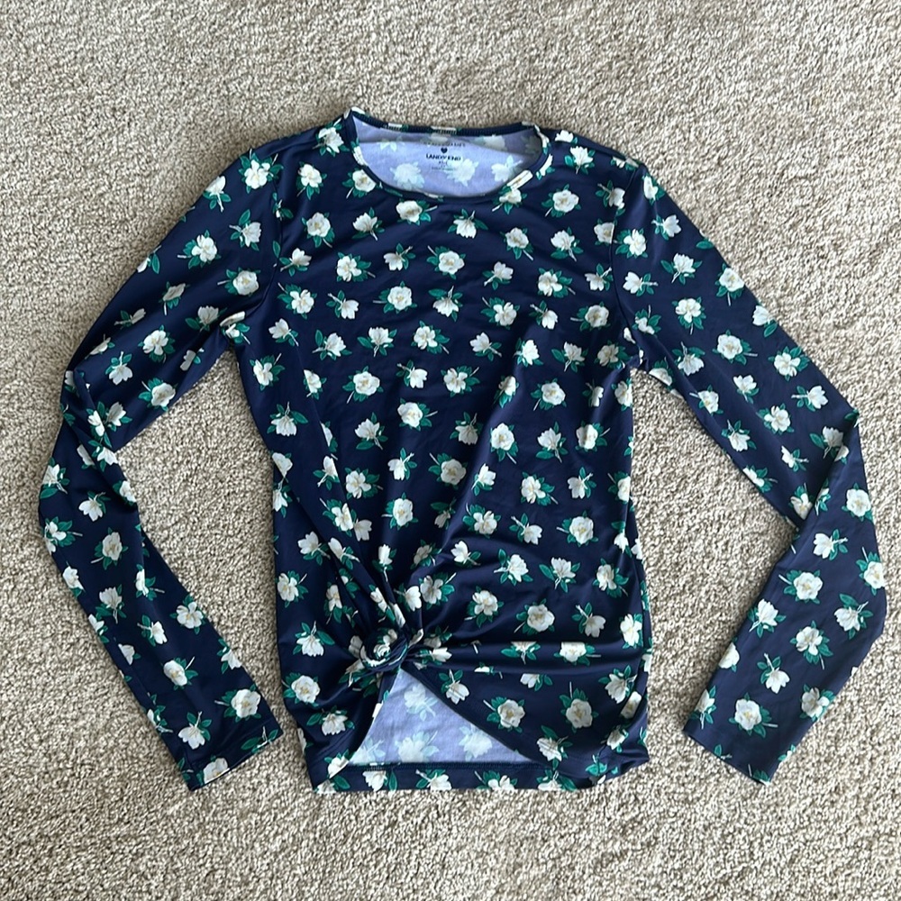 DRAPER JAMES X LANDS END Navy Magnolia Long-sleeve Swim Shirt Women’s XS